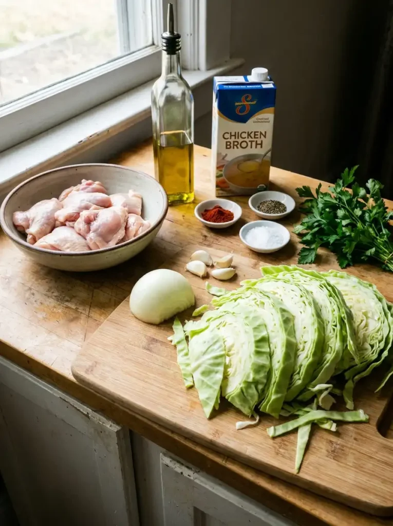 Ingredients for chicken cabbage recipe
