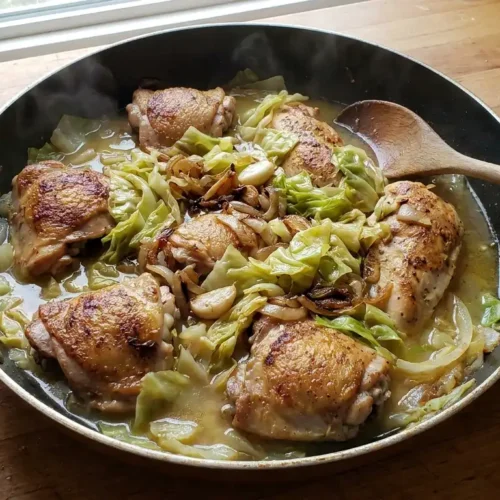 Chicken cabbage recipe cooked in one pan