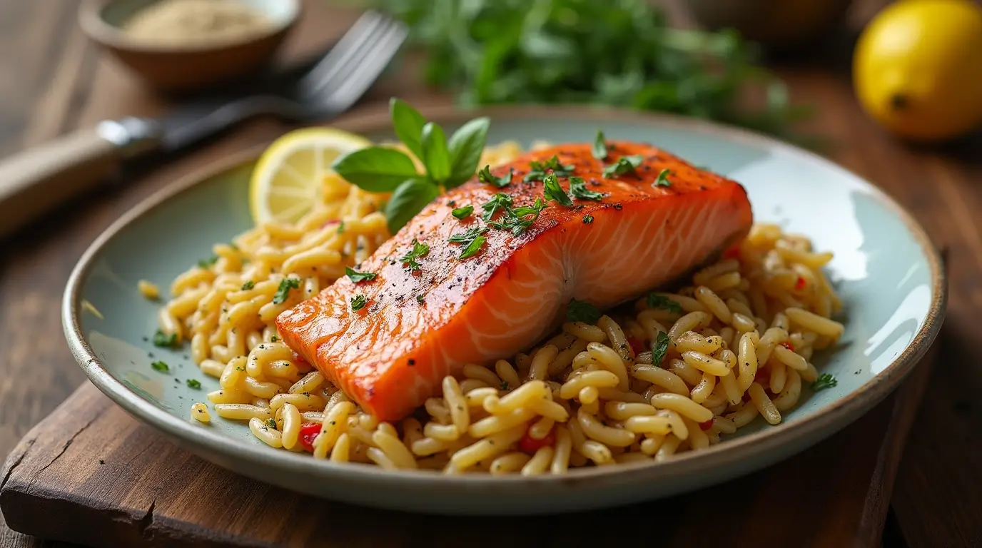 salmon and orzo