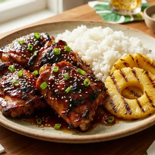 Hawaiian BBQ chicken recipe with pineapple soy marinade