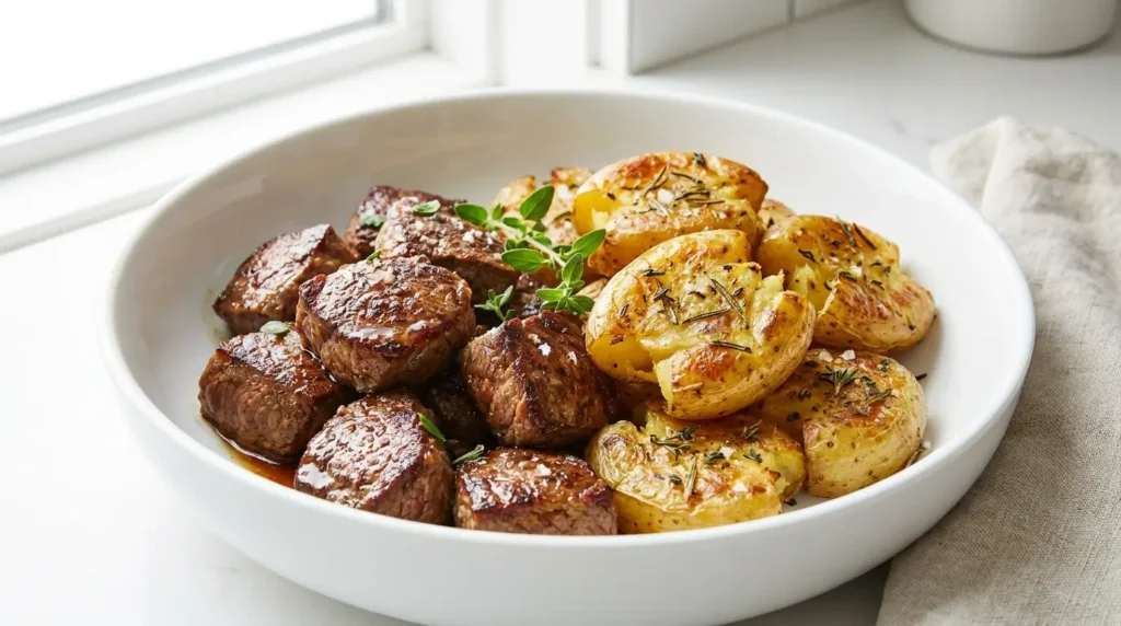Air Fryer Steak and Herb-Roasted Potatoes