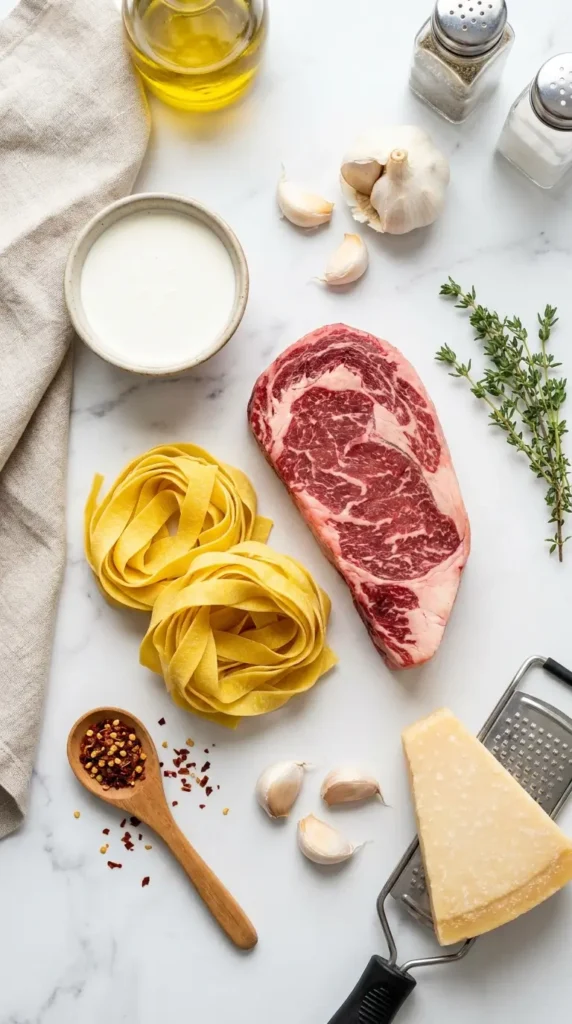 Ingredients List FOR Steak and Pasta