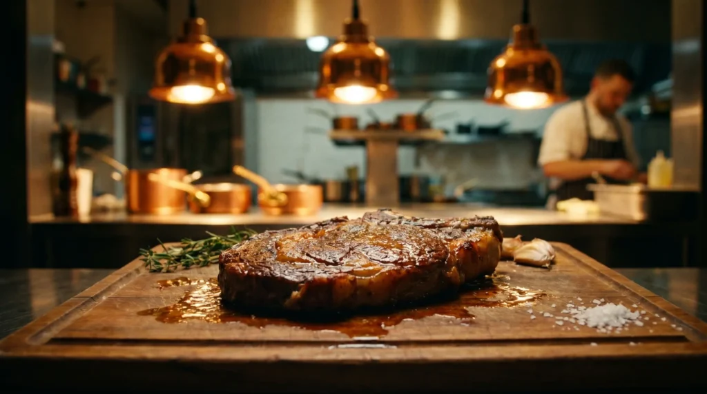Remove the steak from the pan and let it rest for at least 5 minutes