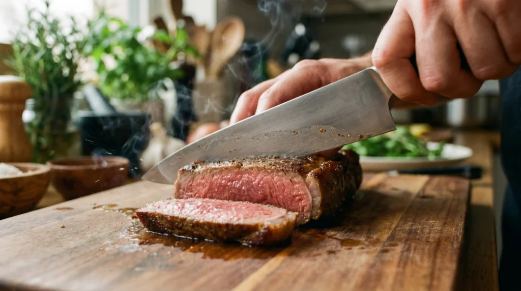 Thinly slice the steak against the grain