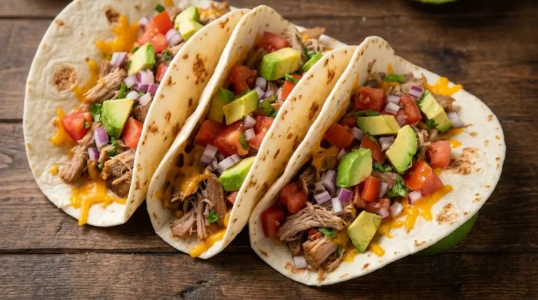 Delicious Instant Pot chicken tacos garnished with lime and cilantro